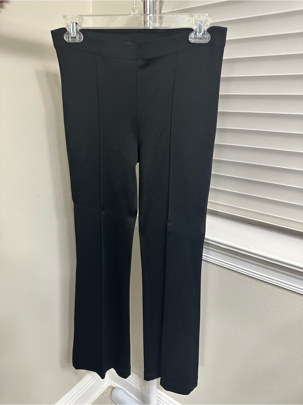 Helmut Lang Black Flat-Front Women's Trousers, Medium, fits like small, short